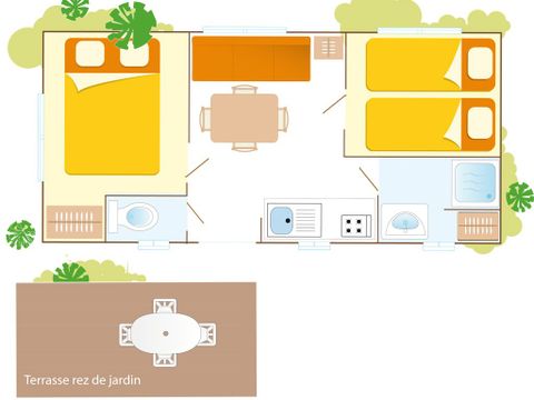 MOBILHOME 4 personnes - Mobil-home | Classic | 2 Ch. | 4 Pers. | Terrasse surélevée | TV