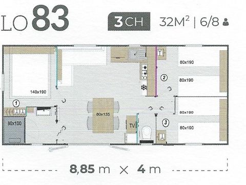 MOBILHOME 6 personnes - 3 chambres