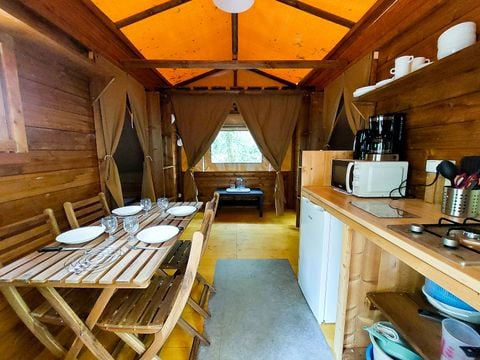 TENTE TOILE ET BOIS 4 personnes - Cabane “Tribu” avec cuisine, sans salle de bain