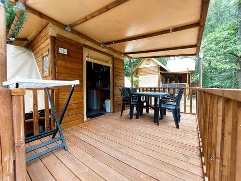 TENTE TOILE ET BOIS 4 personnes - Cabane “Tribu” avec cuisine, sans salle de bain