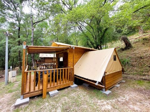 TENTE TOILE ET BOIS 4 personnes - Cabane “Tribu” avec cuisine, sans salle de bain