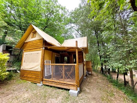 TENTE TOILE ET BOIS 4 personnes - Caba’tente avec salle de bain et cuisine