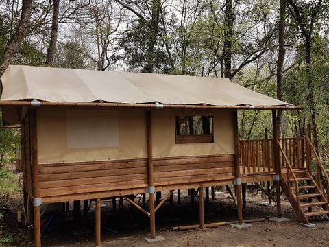 TENTE TOILE ET BOIS 6 personnes - Paillote avec salle de bain et cuisine