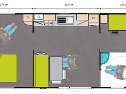 MOBILHOME 5 personnes - DUO - 2 chambres - climatisation - PMR