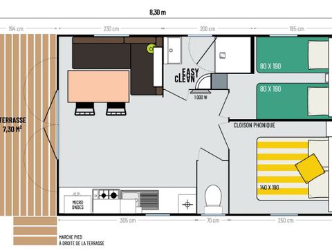 MOBILE HOME 6 people - Cottage Pladen Premium 1 to 6 persons