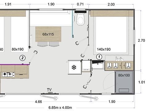 MOBILE HOME 4 people - 2 bedrooms comfort - 26 m2