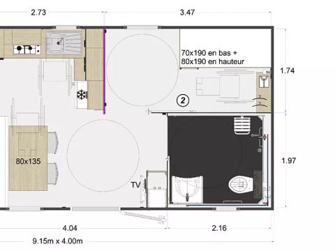 MOBILHOME 6 personnes - Mobil-Home PMR 3 Pièces 4/6 Personnes