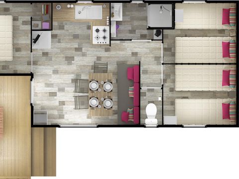 MOBILHOME 6 personnes - ARCHIPEL Premium 30m² - 3 chambres / Terrasse couverte