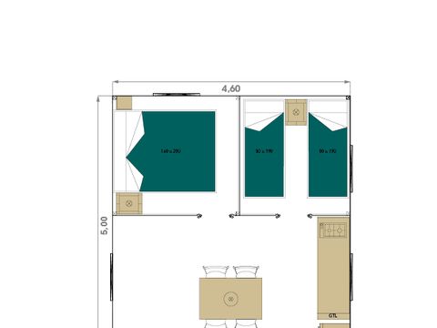 LODGE 4 personnes - Mini WOOD 21m² 2 chambres sans / terrasse couverte