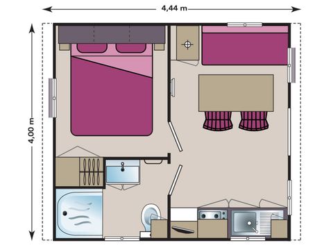 MOBILE HOME 2 people - LAVANDE - 20m² - 1 bedroom