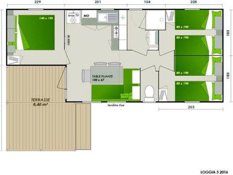 MOBILHOME 6 personnes - Comfort | 3 Ch. | 6 Pers. | Petite Terrasse | Clim.