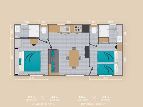 MOBILHOME 4 personnes - Cottage Luxe 2 chambres 2 sdb