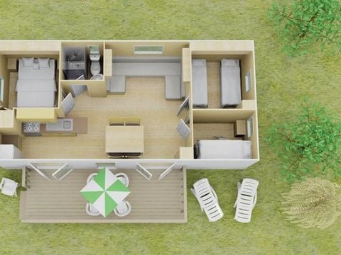 MOBILHOME 6 personnes - Comfort | 3 Ch. | 6 Pers. | Terrasse surélevée | Clim.