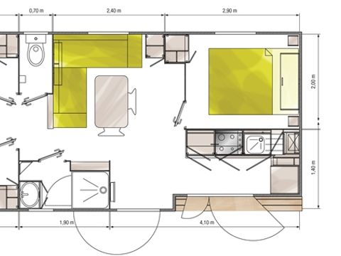 MOBILHOME 6 personnes - Classik 3 chambres - Quartier réservé aux jeunes (-25 ans)