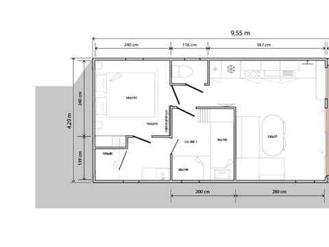 MOBILHOME 4 personnes - SALINS 2 chambres