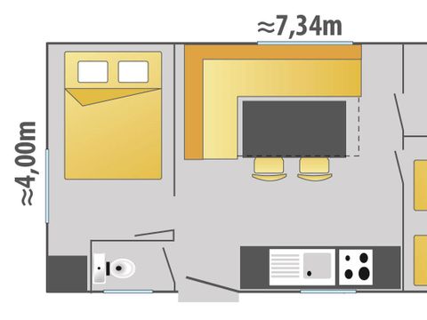 MOBILE HOME 6 people - Mobile-home 28m² + semi-covered wooden terrace 12m² 4/6 pers