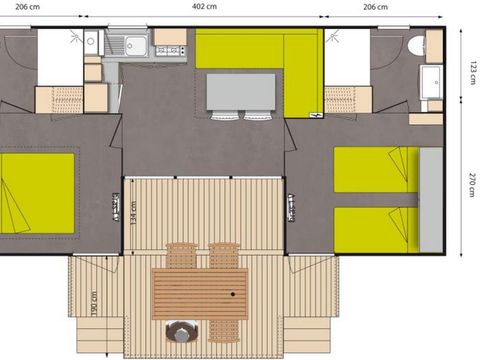 MOBILHOME 4 personnes - Mobil Home Pins 3 Pièces 4 Personnes Climatisé + TV