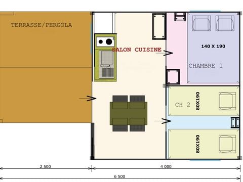 CANVAS BUNGALOW 4 people - Funflower Standard 20m² / 2 bedrooms - terrace (without en-suite facilities)