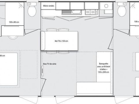 MOBILHOME 6 personnes - Mobil-home Premium 33m² / 2 chambres - 2 salles de bain - terrasse