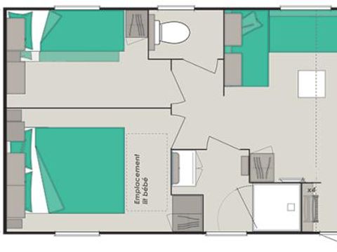 MOBILHOME 10 personnes - Mobil-home Confort 38 m² / 4 chambres - terrasse