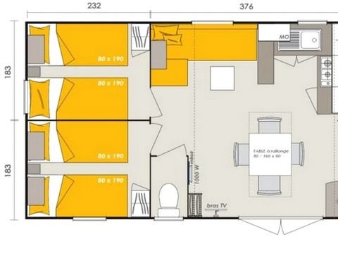 MOBILE HOME 6 people - Homeflower Premium 30,5m² (3 bedrooms) + air conditioning