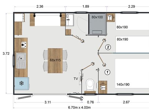 MOBILE HOME 4 people - Mobilehome CABANE 2 bedrooms 24m² - Mobile home