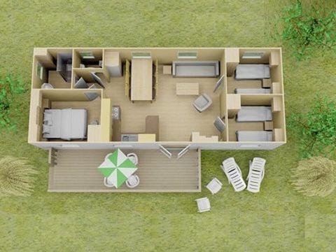 MOBILHOME 6 personnes - Mobil-home | Premium Azure | 3 Ch. | 6 Pers. | Terrasse surélevée | Clim.