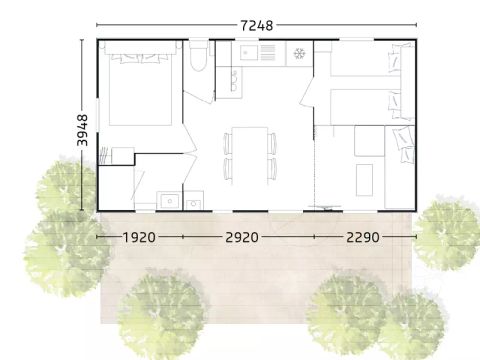 MOBILHOME 4 personnes - Privilège 3 Pièces 4 Personnes + TV