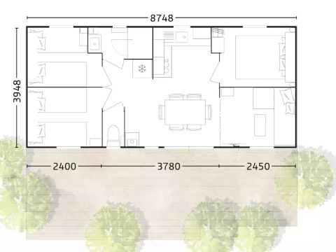 MOBILHOME 6 personnes - Privilège 4 Pièces 6 Personnes + TV