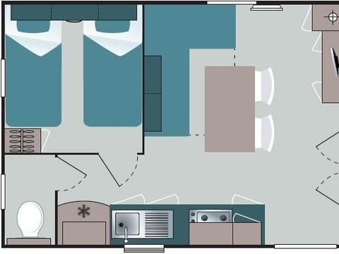 MOBILE HOME 6 people - 2 bedrooms and convertible lounge + air conditioning