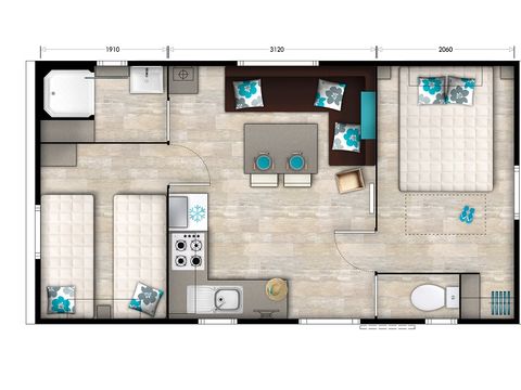 MOBILE HOME 5 people - AUTHENTIC - TV - PLANCHA