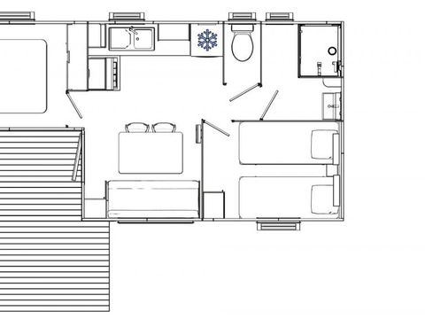 MOBILHOME 6 personnes - Mobil-home | Comfort | 2 Ch. | 4/6 Pers. | Terrasse simple | Clim.