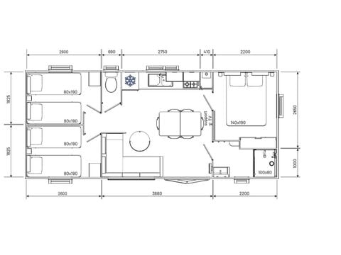 MOBILHOME 6 personnes - Mobil-home | Comfort | 3 Ch. | 6 Pers. | Terrasse surélevée | Clim.