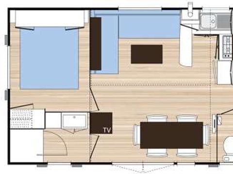 MOBILE HOME 6 people - 6pax 3 bedrooms TV + AC + BBQ +Parking