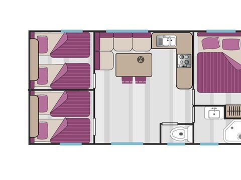 MOBILE HOME 6 people - 3-bedroom air-conditioned PAVILION