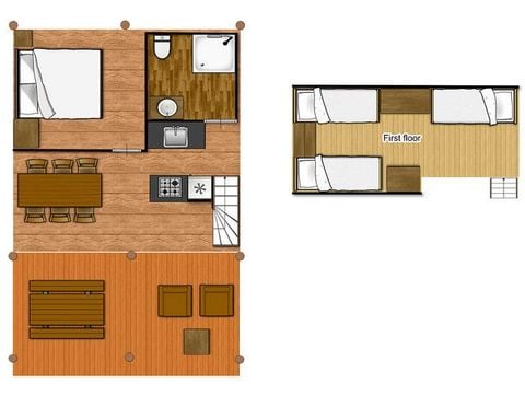 TENT 4 people - LOGGIA 2 bedrooms/mezzanine with bathroom