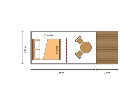 TENTE TOILE ET BOIS 2 personnes - Mini canadienne sur pilotis STANDARD 8 m² - électricité 10A - 1 chambre + Terrasse - sans sanitaires