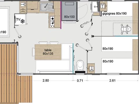 MOBILHOME 6 personnes - COTTAGE PREMIUM 3ch