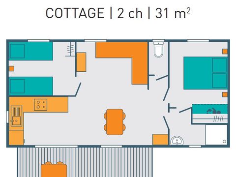 MOBILHOME 6 personnes - COTTAGE PREMIUM 2ch