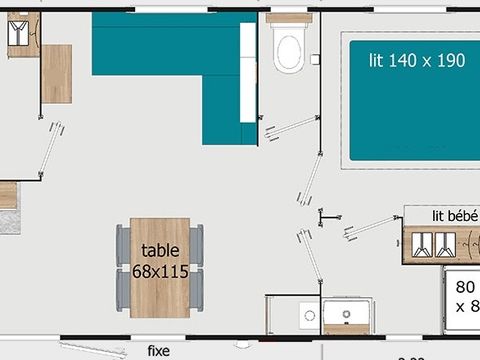 MOBILHOME 6 personnes - COTTAGE PREMIUM 2ch