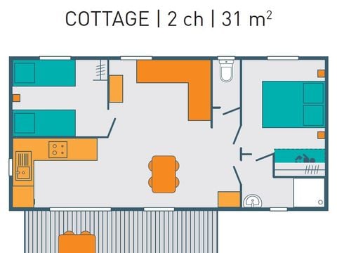 MOBILE HOME 6 people - COTTAGE PREMIUM 2ch