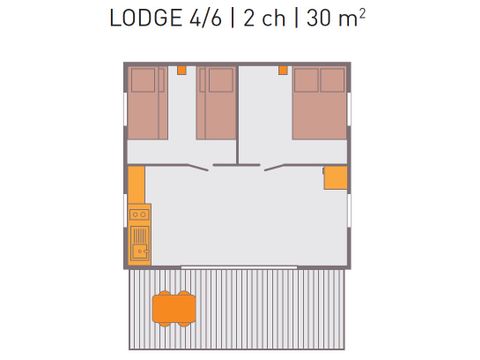 CANVAS AND WOOD TENT 6 people - LODGE without sanitary facilities