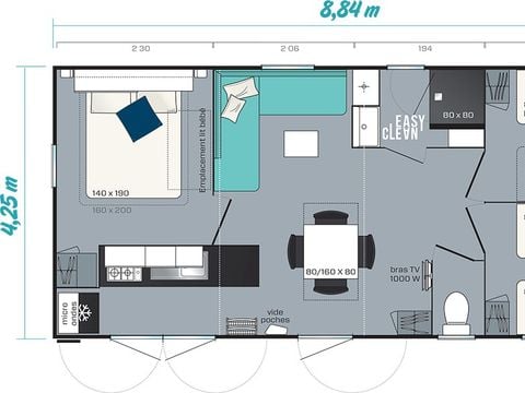 MOBILE HOME 6 people - Comfort | 3 Bedrooms | 6 Pers | Raised terrace | Air conditioning | TV