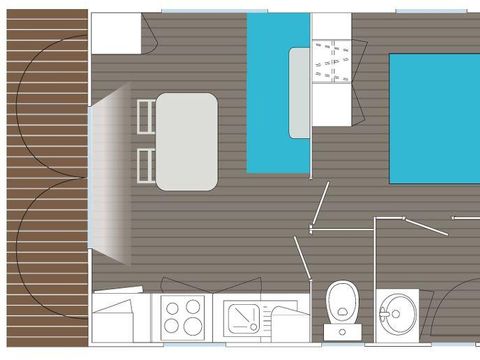 MOBILE HOME 2 people - Corsaire COMFORT -1 bedroom 20m²- *Clim, terrace, TV*.