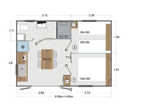 MOBILE HOME 4 people - 20m² cabin