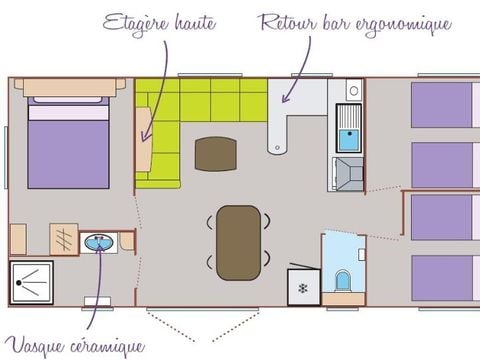 MOBILHOME 6 personnes - Standard Relax 33m² - 3 chambres + Terrasse avec Parasol