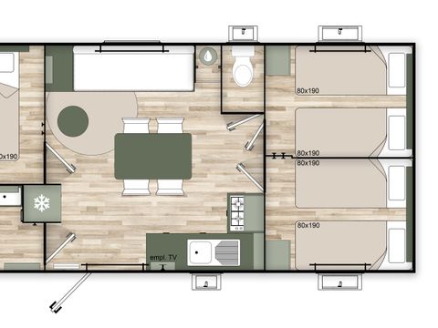 MOBILE HOME 6 people - Mobile-home Premium Trendy 33m² - 3 bedrooms + covered terrace + Air conditioning + TV