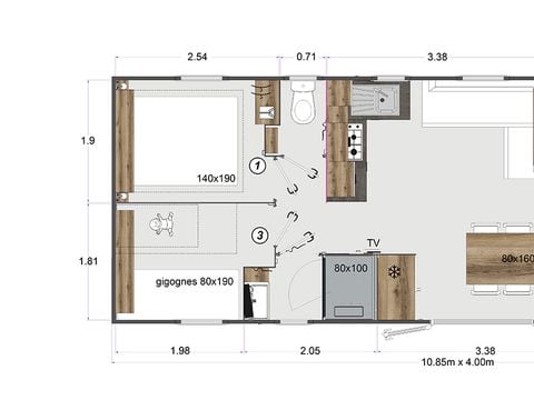 MOBILHOME 10 personnes - Le Grand Large, Mobil Home 4 CH/8-10 pers+LV+Clim