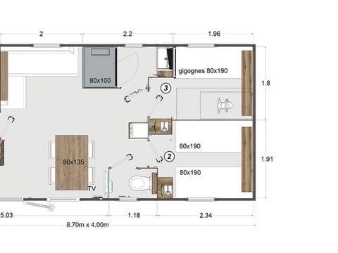 MOBILHOME 6 personnes - L'Ecume, Mobil Home 3 CH - 6 pers