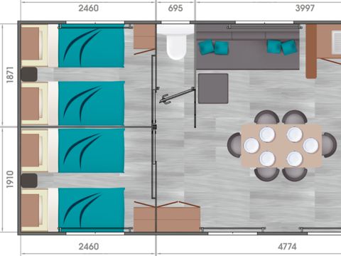 MOBILHOME 6 personnes - Mobil home Premium 3 Chambres 6 personnes